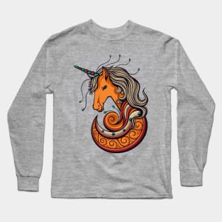 Unicorn Head Illustration Long Sleeve T-Shirt